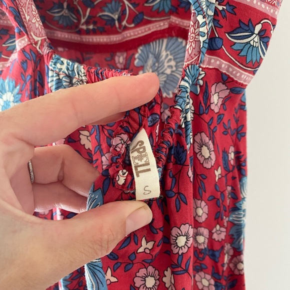 SPELL | Folk Town Frill Maxi Dress in Wine - Picture 9 of 11